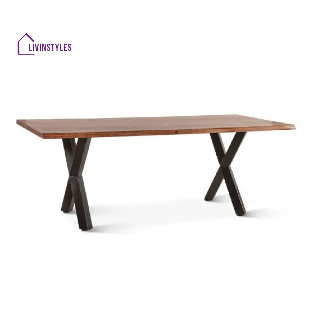 Sejal Sheesham Wood Coffee Table with Metal Base (Double Cross Sheesham Wood)