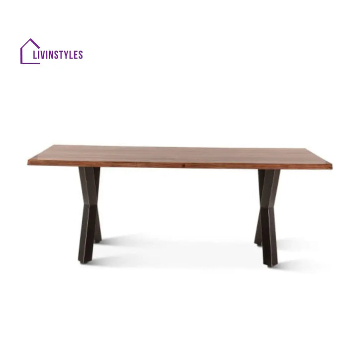 Sejal Sheesham Wood Coffee Table with Metal Base (Double Cross Sheesham Wood)