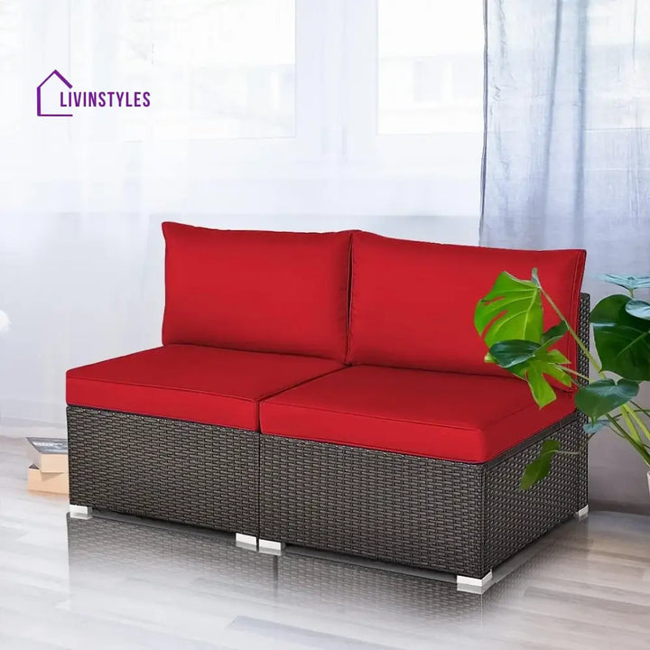 Selene 2-Piece Outdoor Wicker Armless Sofa - Sofa Set