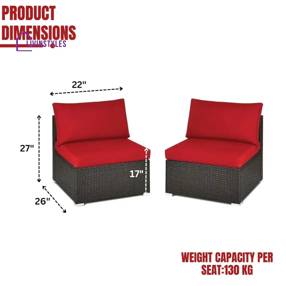 Selene 2-Piece Outdoor Wicker Armless Sofa - Sofa Set
