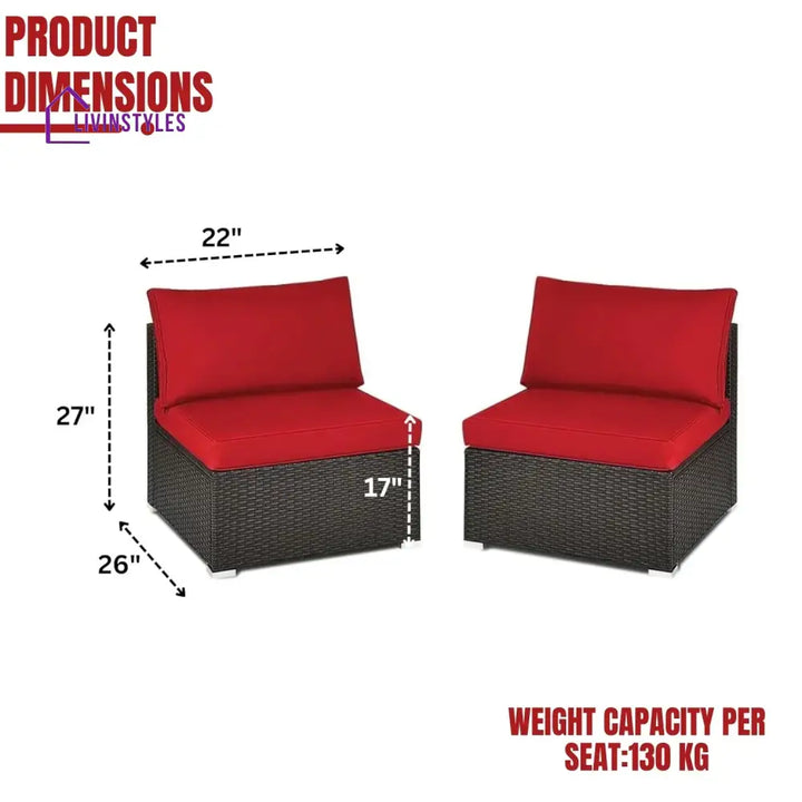 Selene 2-Piece Outdoor Wicker Armless Sofa - Sofa Set