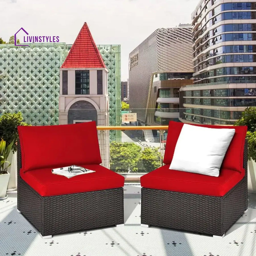 Selene 2-Piece Outdoor Wicker Armless Sofa - Sofa Set
