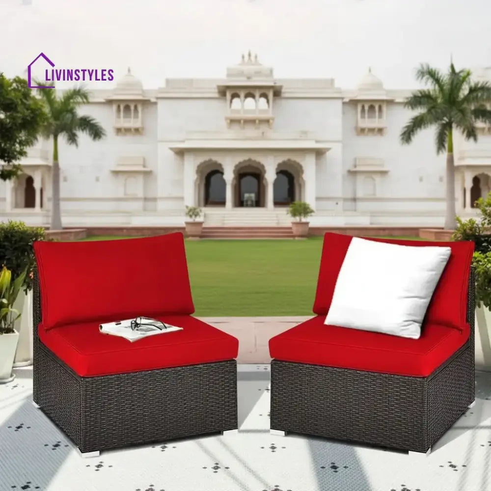 Selene 2-Piece Outdoor Wicker Armless Sofa - Sofa Set