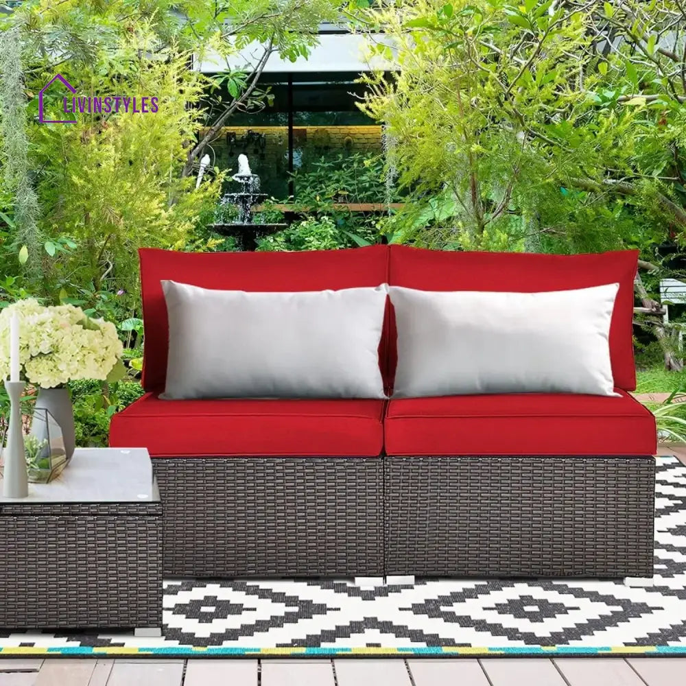 Selene 2-Piece Outdoor Wicker Armless Sofa - Sofa Set
