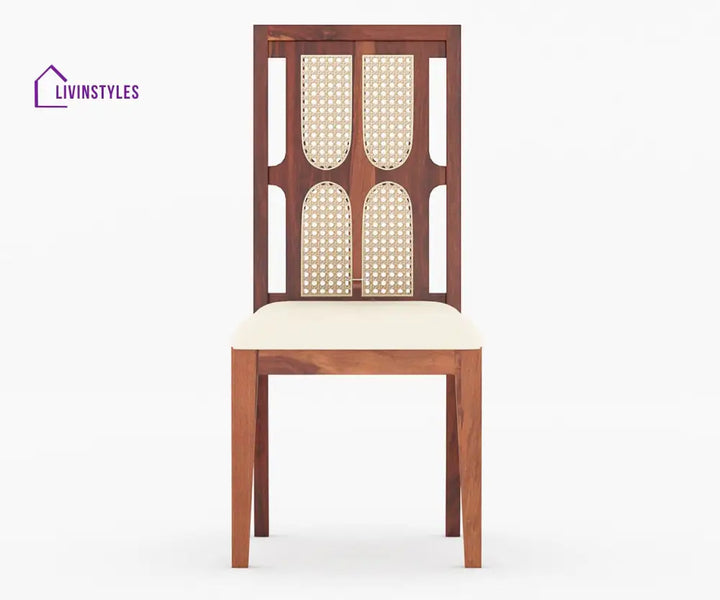 Semyon Solid Wood Sheesham 6 Seater Dining Set with Cushion (Honey Finish)