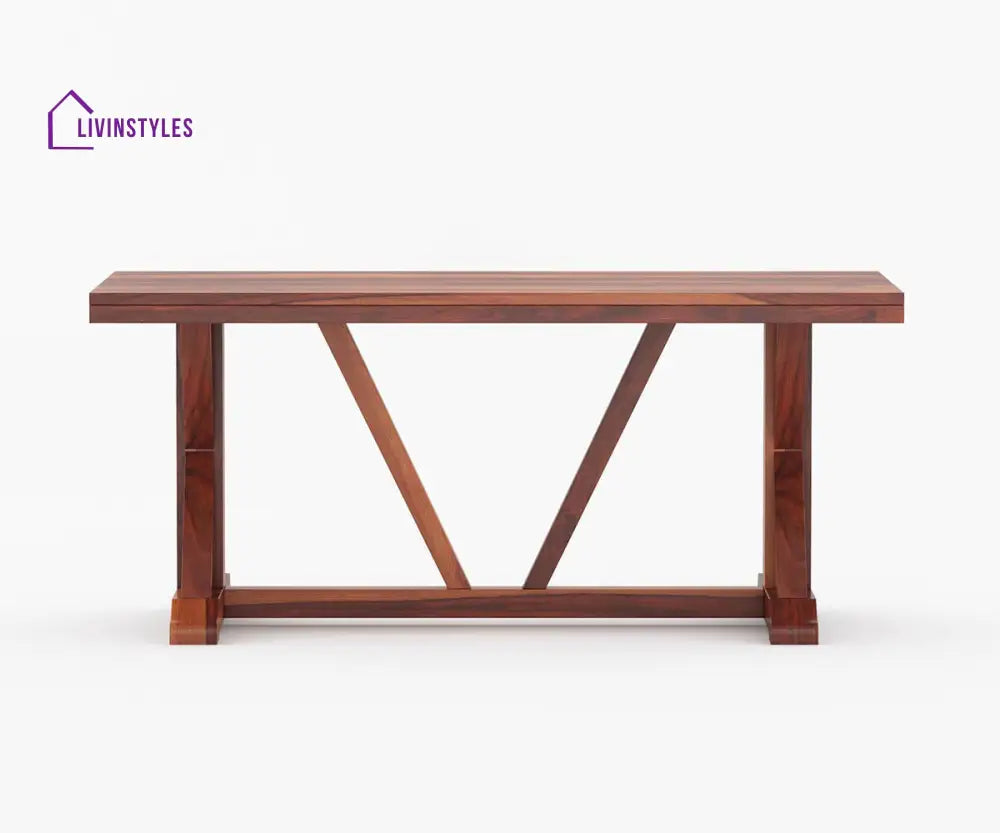 Semyon Solid Wood Sheesham 6 Seater Dining Set with Cushion (Honey Finish)