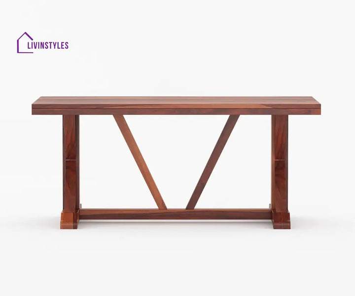 Semyon Solid Wood Sheesham 6 Seater Dining Set with Cushion (Honey Finish)