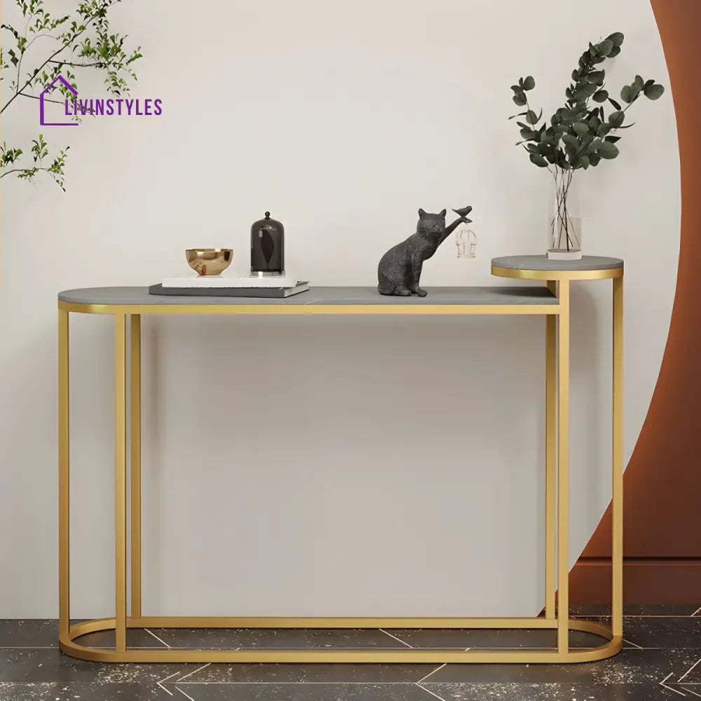 Semyon Stainless Steel Frame Console Table for Living Room