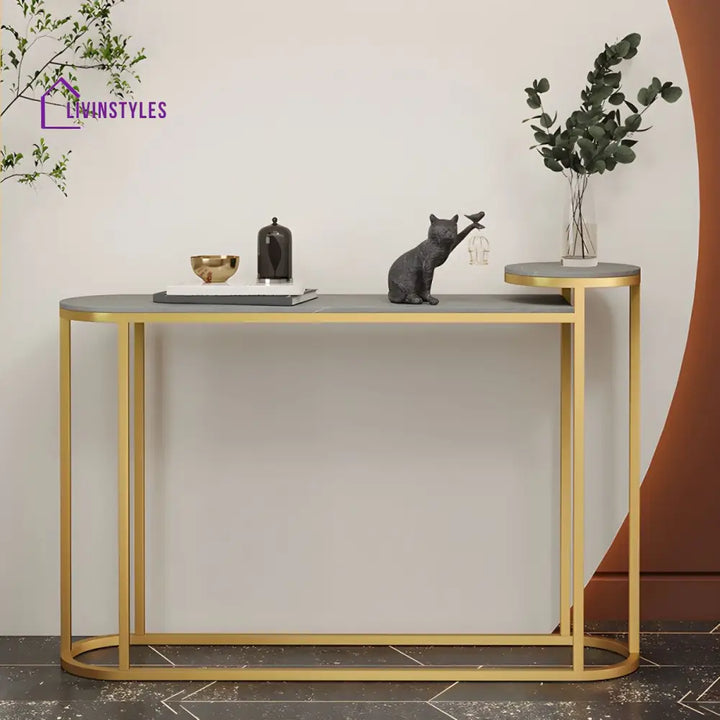 Semyon Stainless Steel Frame Console Table for Living Room
