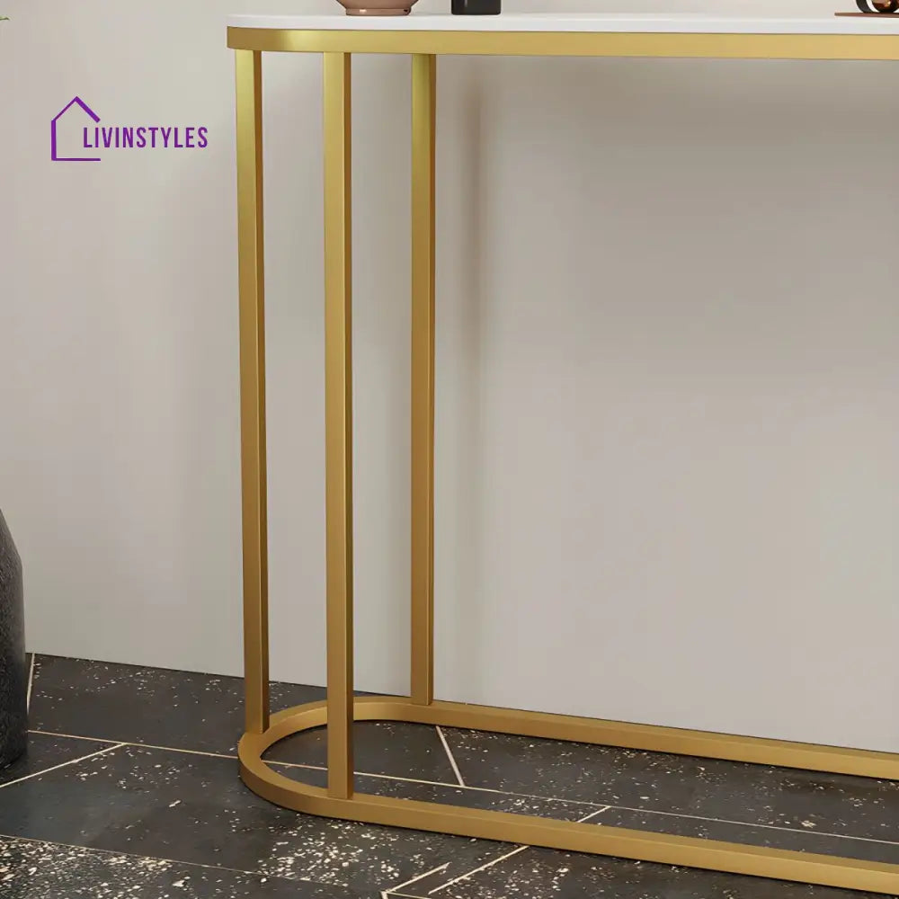 Semyon Stainless Steel Frame Console Table for Living Room
