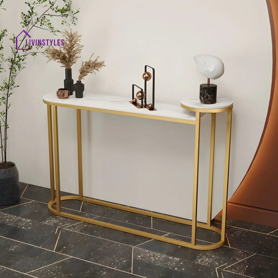 Semyon Stainless Steel Frame Console Table for Living Room