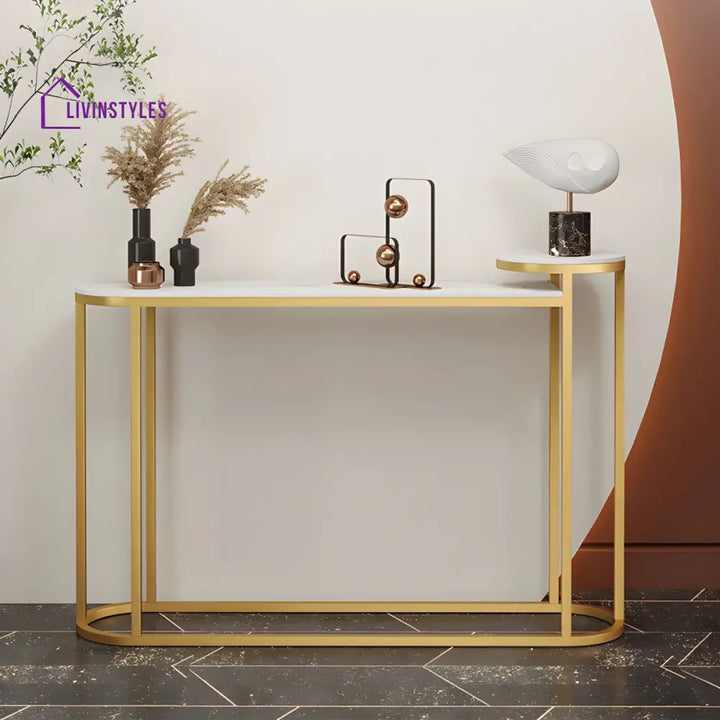Semyon Stainless Steel Frame Console Table for Living Room