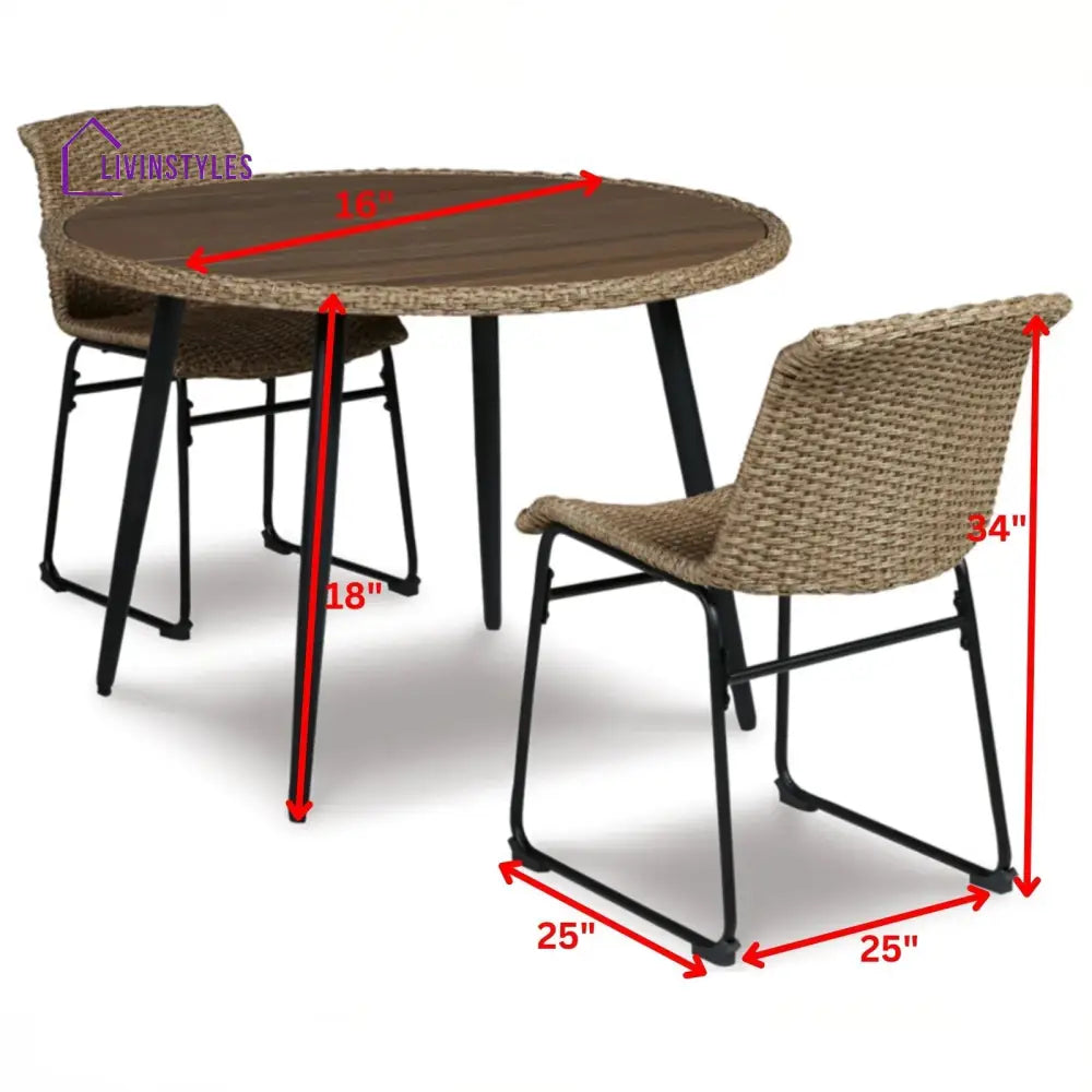 Sence Outdoor Patio Seating Set 2 Chairs and 1 Table Set (Brown) - Coffee Table Sets