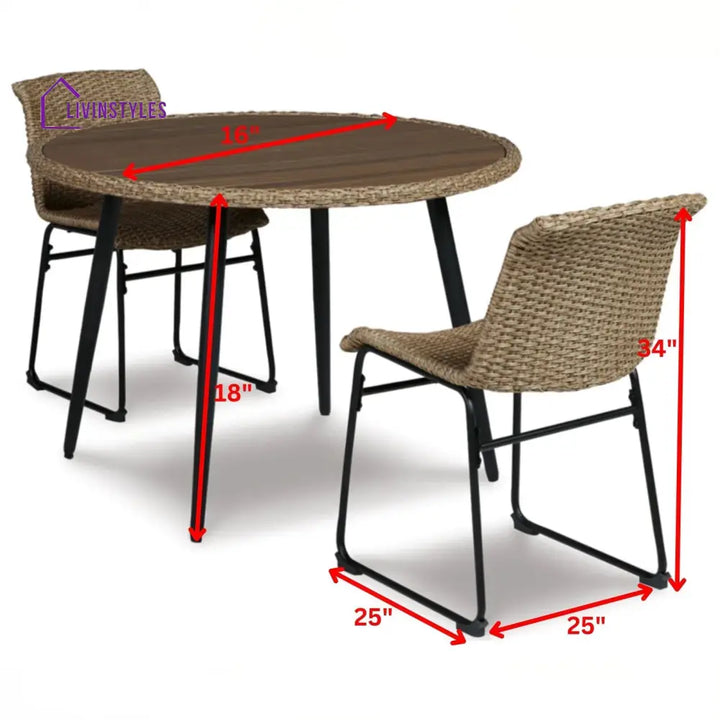 Sence Outdoor Patio Seating Set 2 Chairs and 1 Table Set (Brown) - Coffee Table Sets