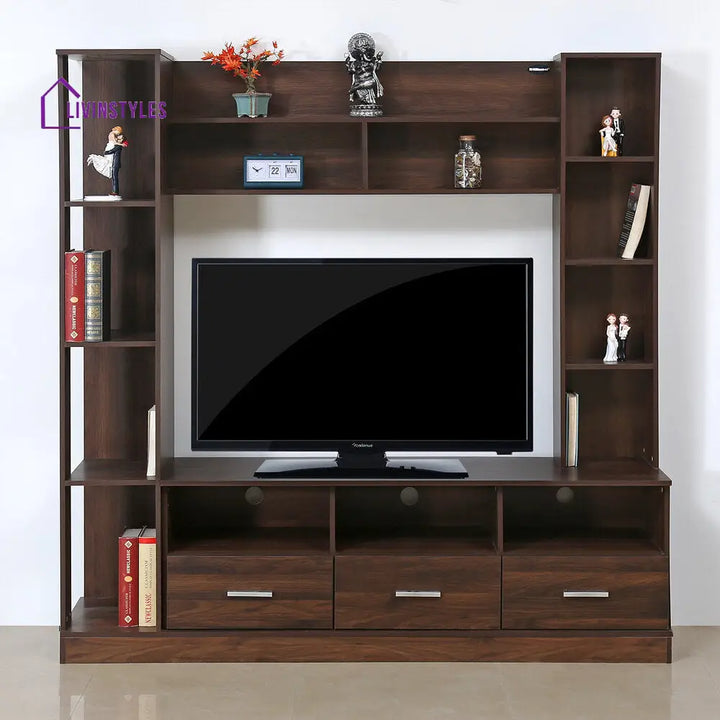 Lazar Wall Unit (Walnut / Hiland Pine) Home Furniture