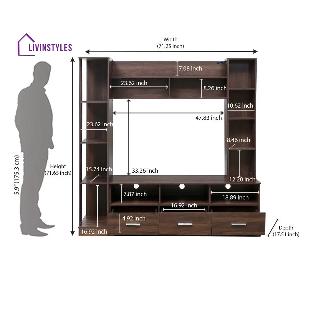 Lazar Wall Unit (Walnut / Hiland Pine) Home Furniture