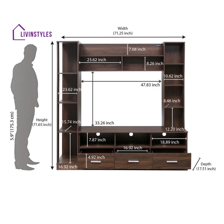 Lazar Wall Unit (Walnut / Hiland Pine) Home Furniture