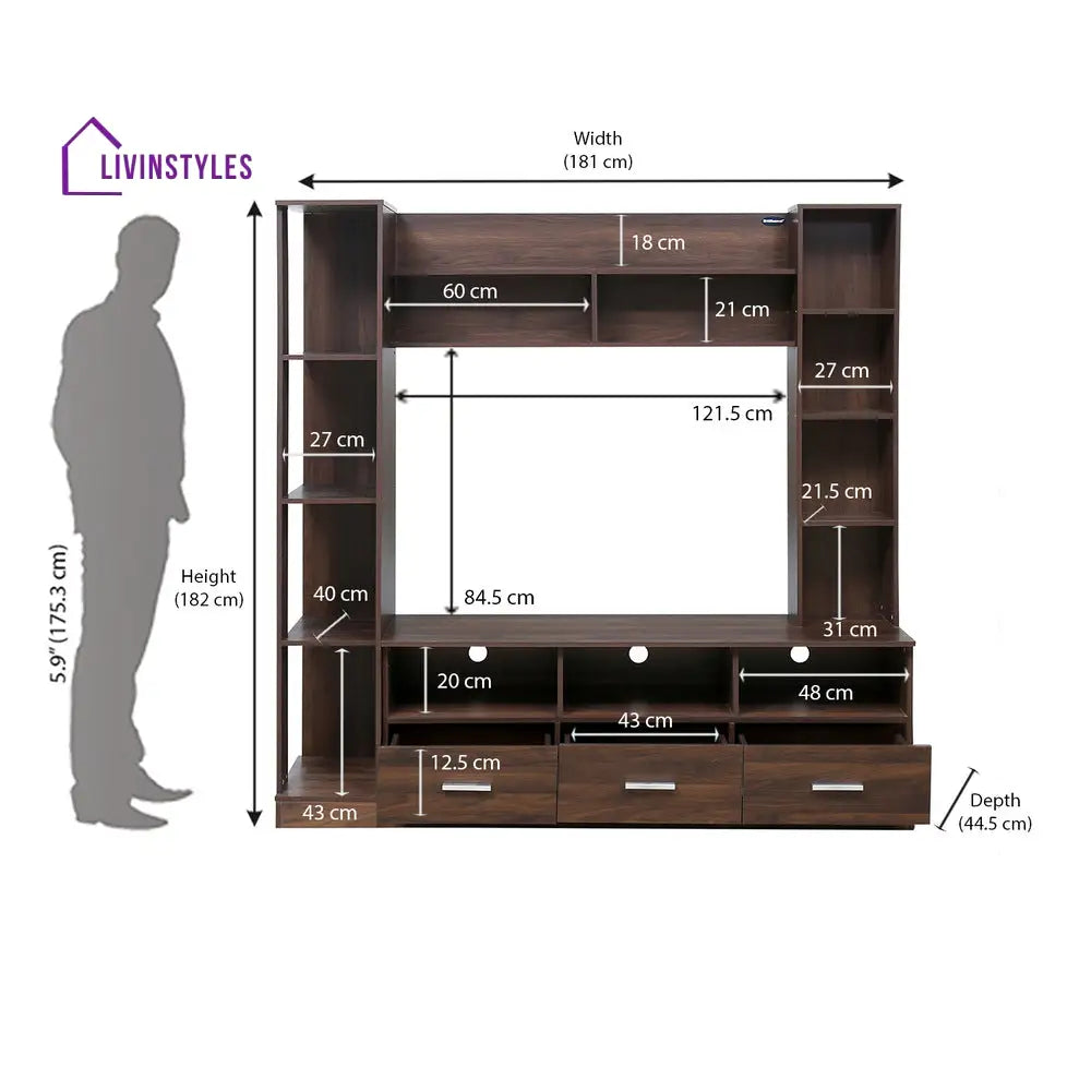 Lazar Wall Unit (Walnut / Hiland Pine) Home Furniture
