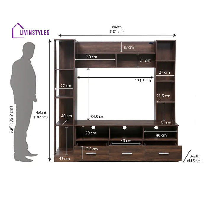 Lazar Wall Unit (Walnut / Hiland Pine) Home Furniture