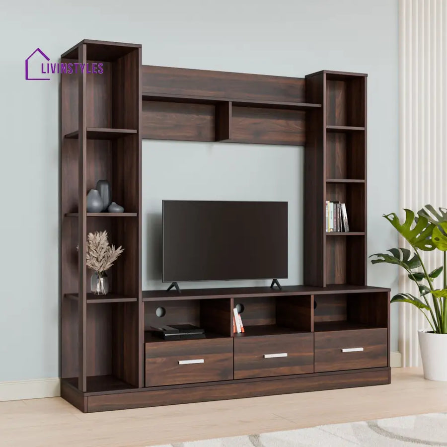 Lazar Wall Unit (Walnut / Hiland Pine) Home Furniture