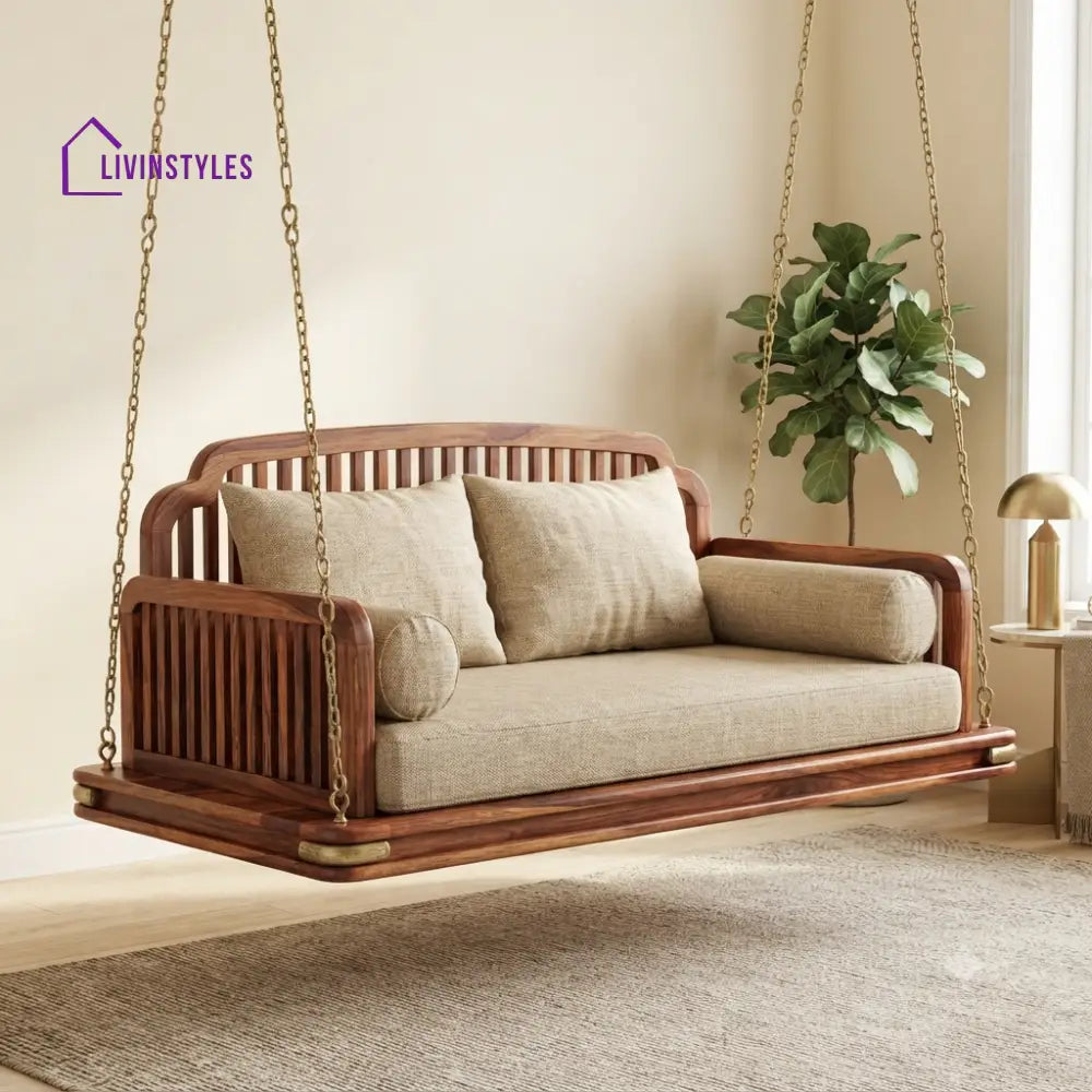 Serge 2 Seater Wooden Swing for Home | Wooden Jhula for home