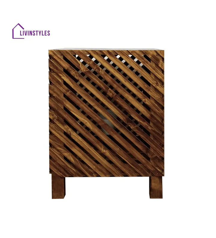 Serge Wooden Floor Lamp With Brown Base And Jute Fabric Lampshade Lamps