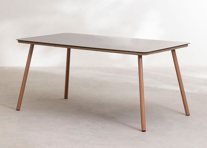 Faustino Outdoor Patio Dining Seating Set 4 Chairs and 1 Table Set Braided & Rope