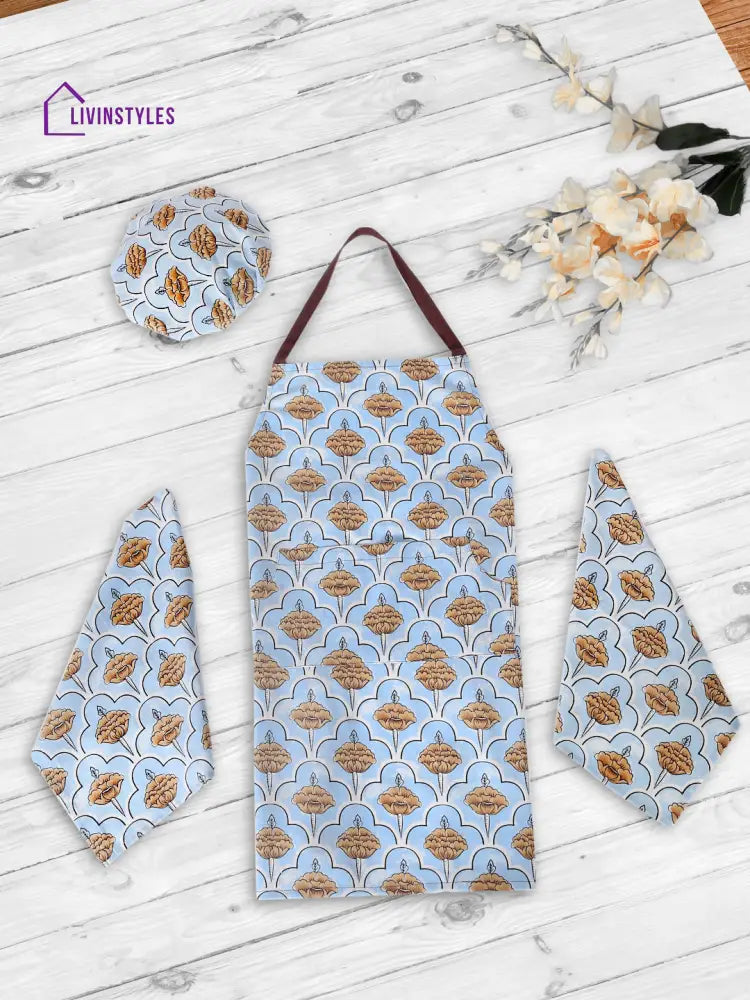 Set Of 4 Printed Cotton Apron
