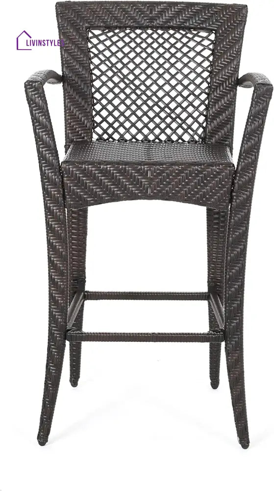 Severino Outdoor Patio Bar Chair 4 Chairs For Balcony (Brown) - Bar Sets