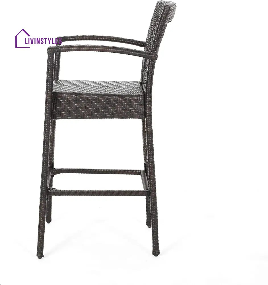 Severino Outdoor Patio Bar Chair 4 Chairs For Balcony (Brown) - Bar Sets