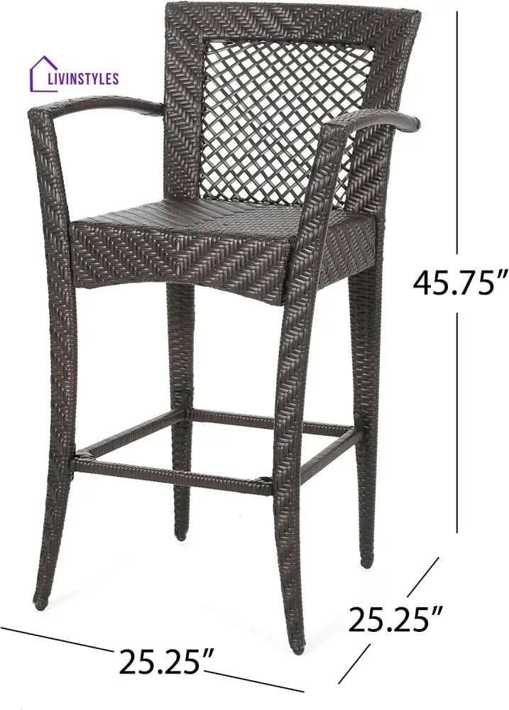 Severino Outdoor Patio Bar Chair 4 Chairs For Balcony (Brown) - Bar Sets