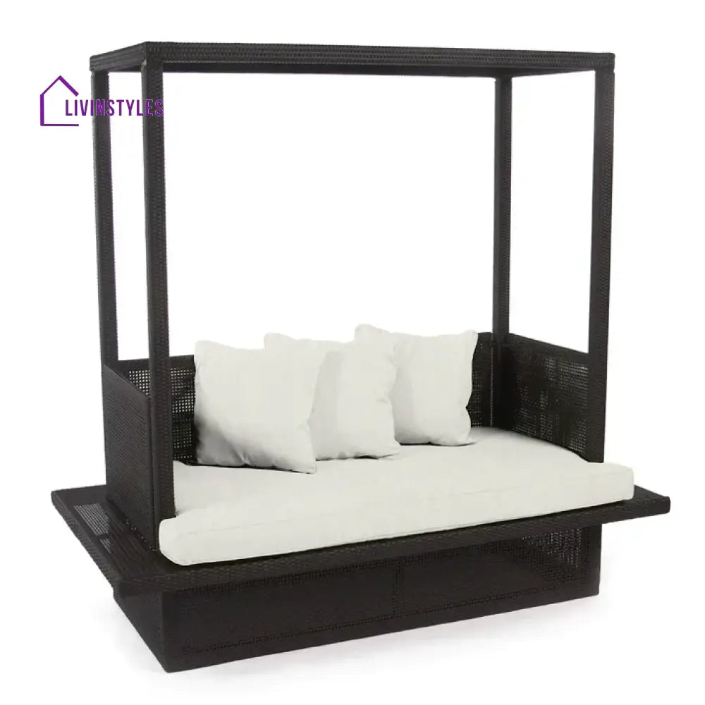 Severo Outdoor Poolside Sunbed With Cushion Daybed (Black) - Sunbed