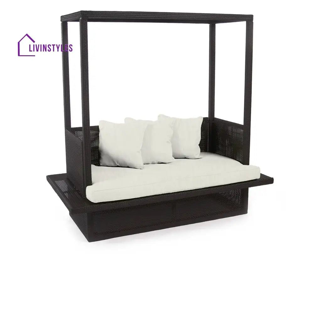 Severo Outdoor Poolside Sunbed With Cushion Daybed (Black) - Sunbed