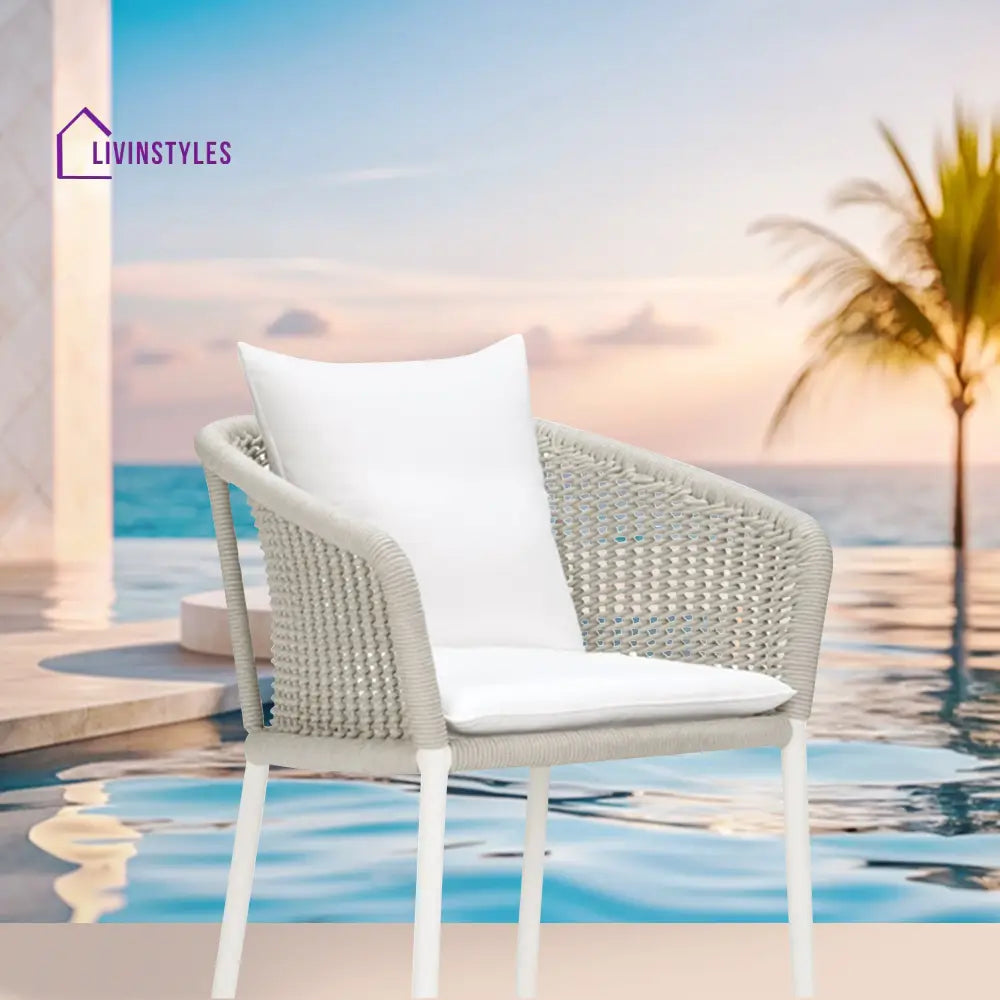 Sezgin Outdoor Patio Bar Chair 2 Chair For Balcony Braided & Rope (Ivory) - Bar Sets