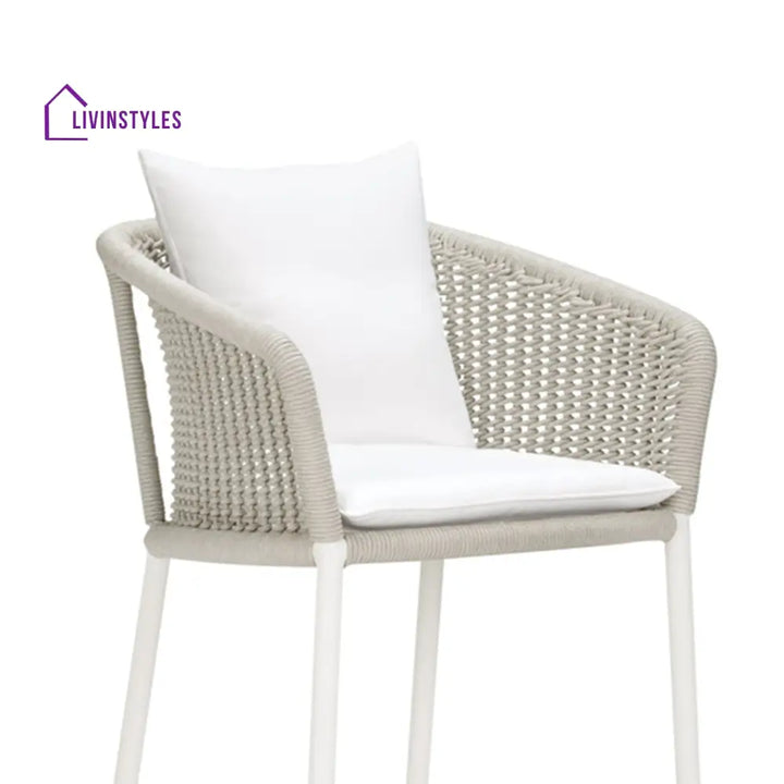 Sezgin Outdoor Patio Bar Chair 2 Chair For Balcony Braided & Rope (Ivory) - Bar Sets