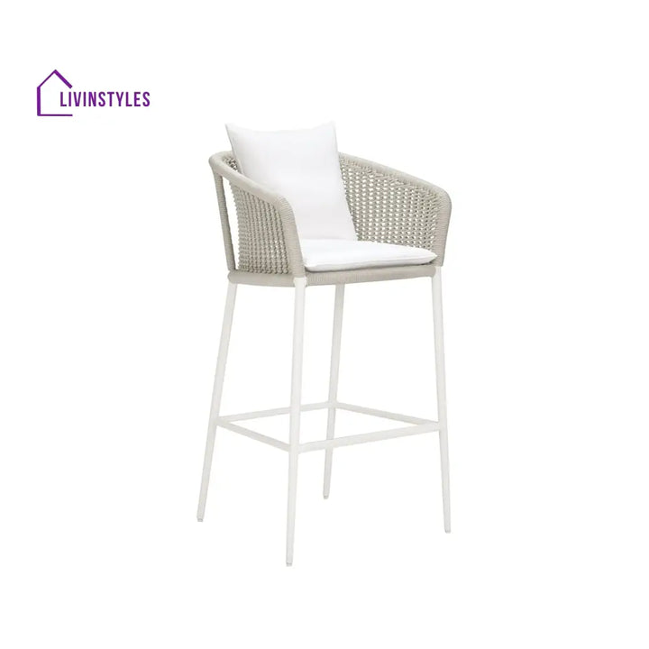 Sezgin Outdoor Patio Bar Chair 2 Chair For Balcony Braided & Rope (Ivory) - Bar Sets