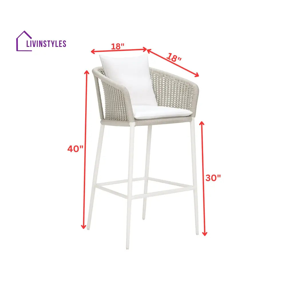 Sezgin Outdoor Patio Bar Chair 2 Chair For Balcony Braided & Rope (Ivory) - Bar Sets