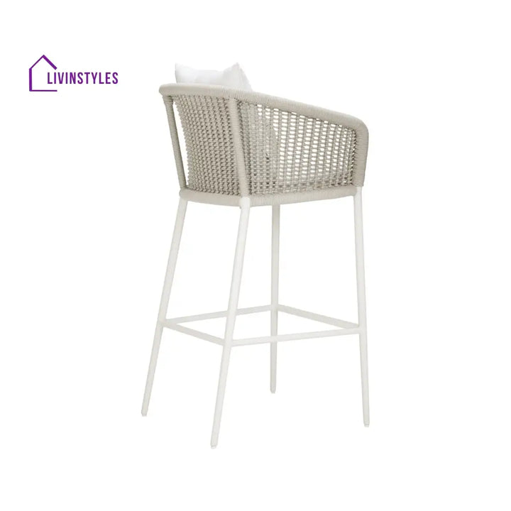 Sezgin Outdoor Patio Bar Chair 2 Chair For Balcony Braided & Rope (Ivory) - Bar Sets