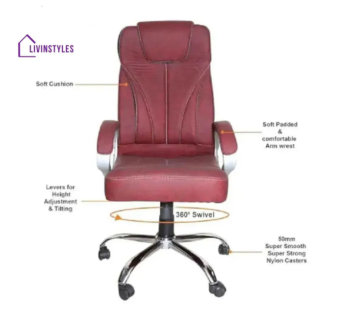 Shadow Luxe Maroon Armrest Boss Chair