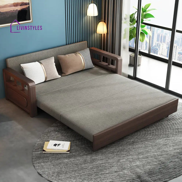 Modern Solid Wood Frame Convertible Sofa Bed With Underneath Storage SOFA BED