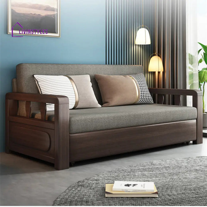 Modern Solid Wood Frame Convertible Sofa Bed With Underneath Storage SOFA BED