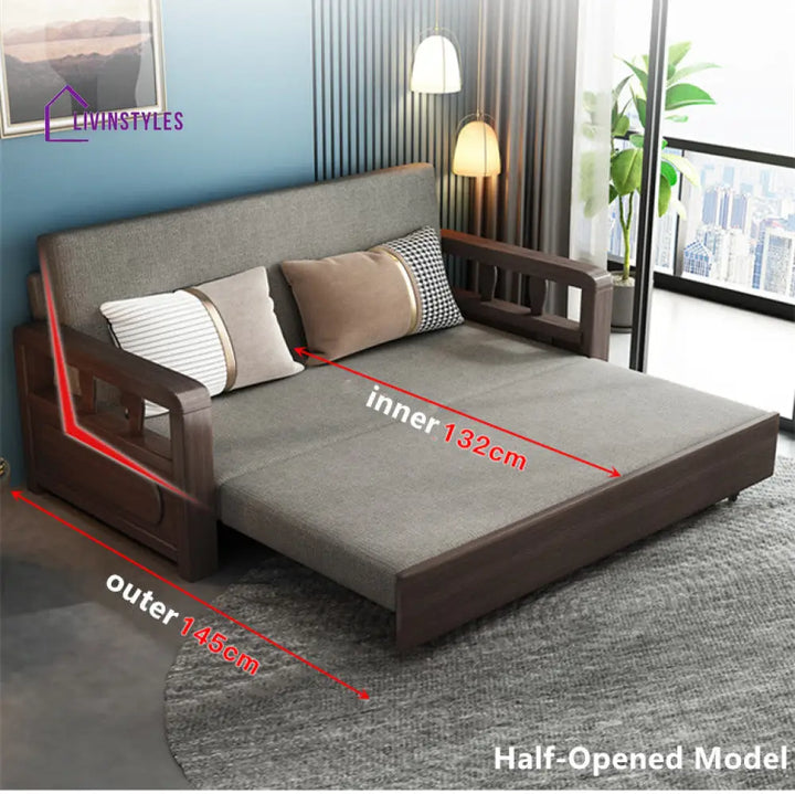Modern Solid Wood Frame Convertible Sofa Bed With Underneath Storage SOFA BED