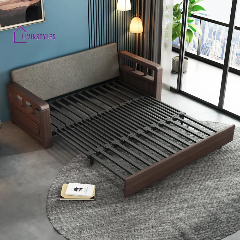 Modern Solid Wood Frame Convertible Sofa Bed With Underneath Storage SOFA BED