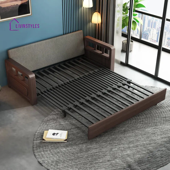 Modern Solid Wood Frame Convertible Sofa Bed With Underneath Storage SOFA BED