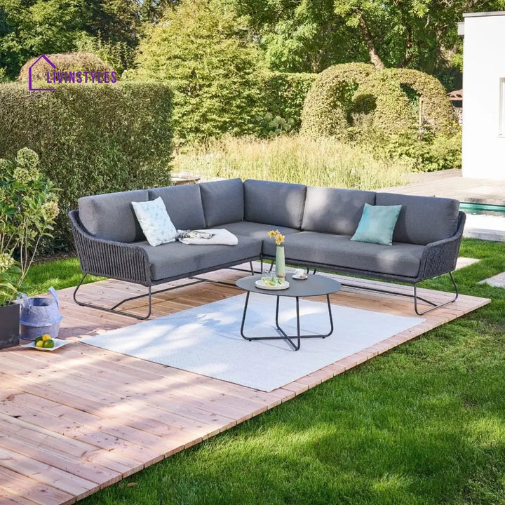 Shan 5-Seater L-Shape Outdoor Rope Sofa Set - Sofa Set