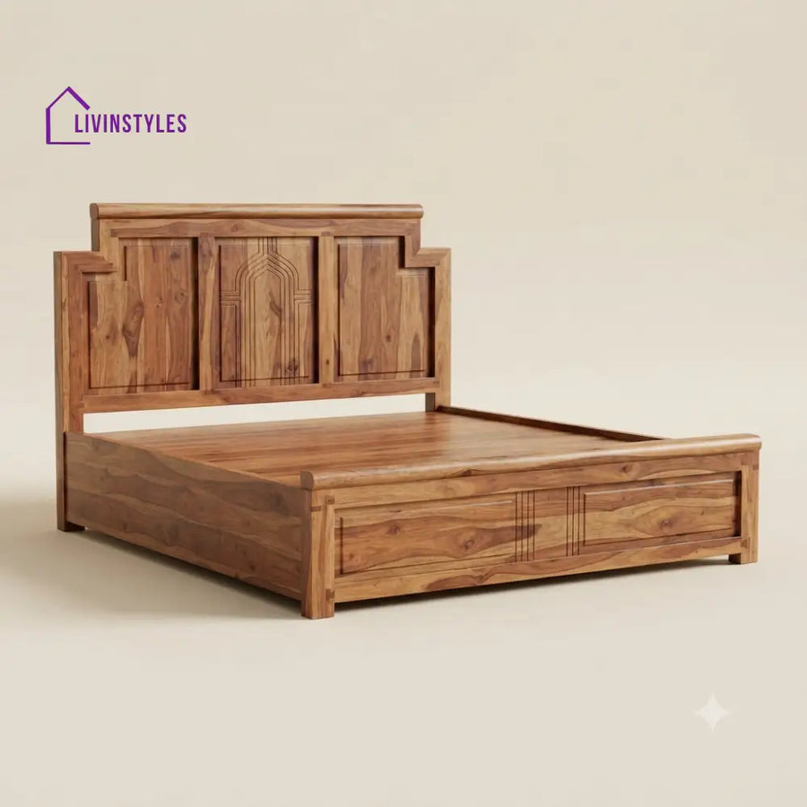 Shanmugapriya Sheesham Wood Bed With Box Storage | Wooden Bed