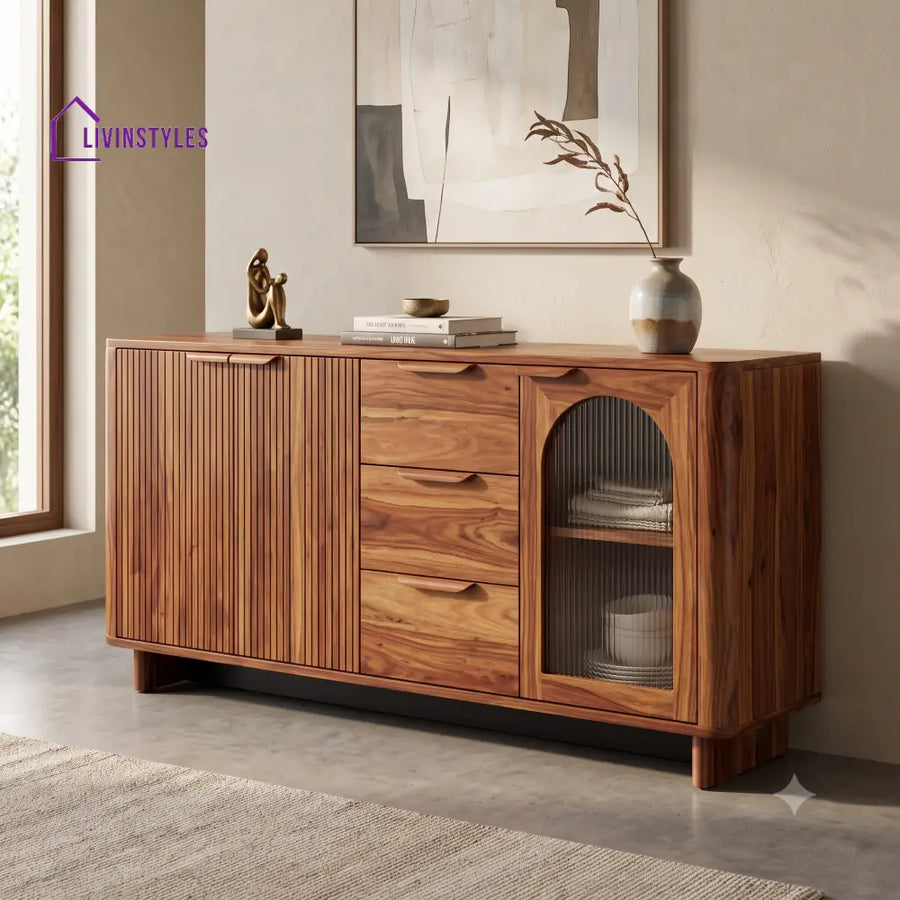 Shanmugavalli Premium Sheesham Wood Sideboard and Cabinet for Living Room