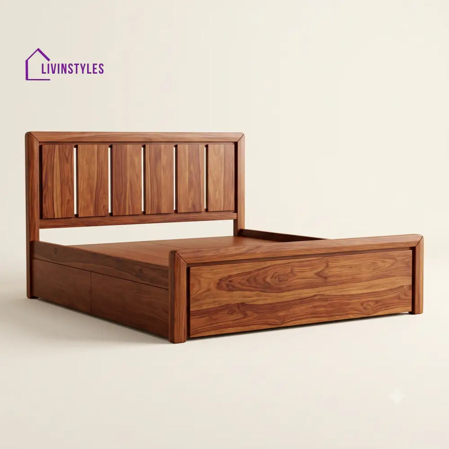 Shanmugavalli Sheesham Wood Bed With Box Storage | Wooden Bed