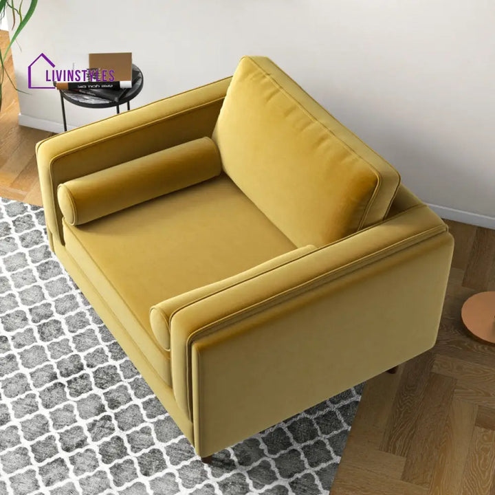 Shanvika Solid Wood and Fabric Arm Chair | Living Room Chair | Lounge Chair