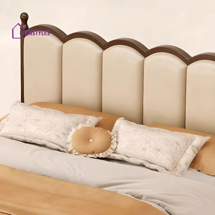 Shanvika Solid wood Bed Without Storage | Upholstered Headboard